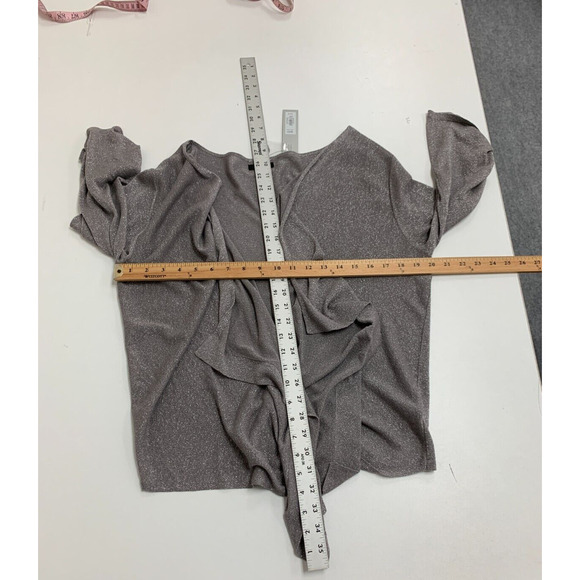 Apt. 9 Asymmetrical Cardigan Women L Large Silver Metallic Open Front Tab Sleeve - Picture 12 of 14